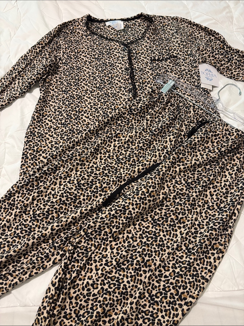 Leopard Print Pajama Set - Tan & Black